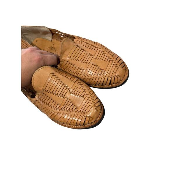 Chamula Huarache Tan Brown Woven Leather Shoes Slip On Minimalist Men’s 11.5 main image 4